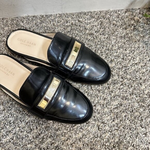 Cole Haan Grand OS Women's Aria Mule Flat Shoe Size 6 B Black Patent Leather - Picture 4 of 6